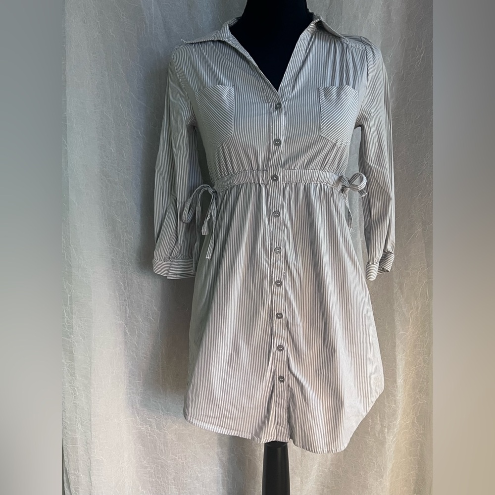 H&M Striped Button-Up Shirt tunic